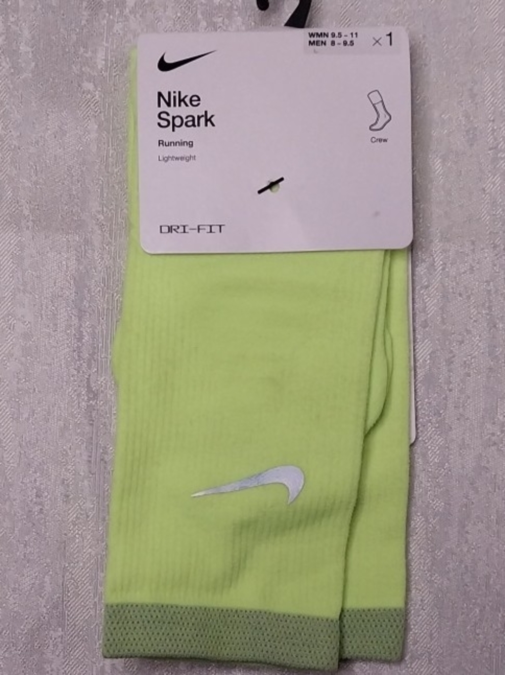 Nike Spark Men's Crew Socks - Neon Yellow Green 1 Pair